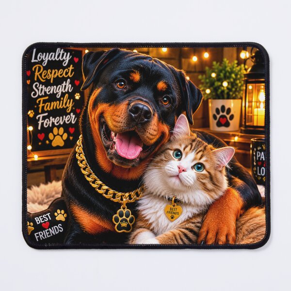 Item preview, Loyal Rottweiler Kitten Friendship Portrait designed and sold by BagFactoryUK.