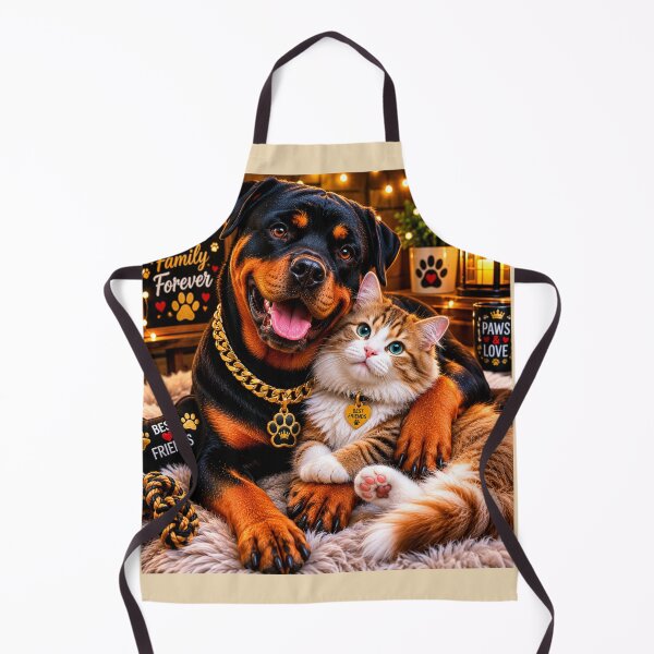 Artikelvorschau, Loyal Rottweiler Kitten Friendship Portrait entworfen und verkauft von BagFactoryUK.