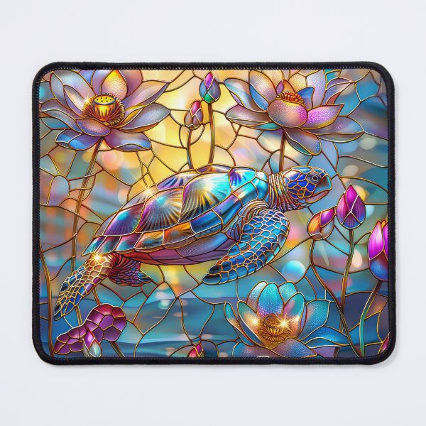Item preview, Stained Glass Turtle with Lotus Blossoms designed and sold by MargaretWiktor.