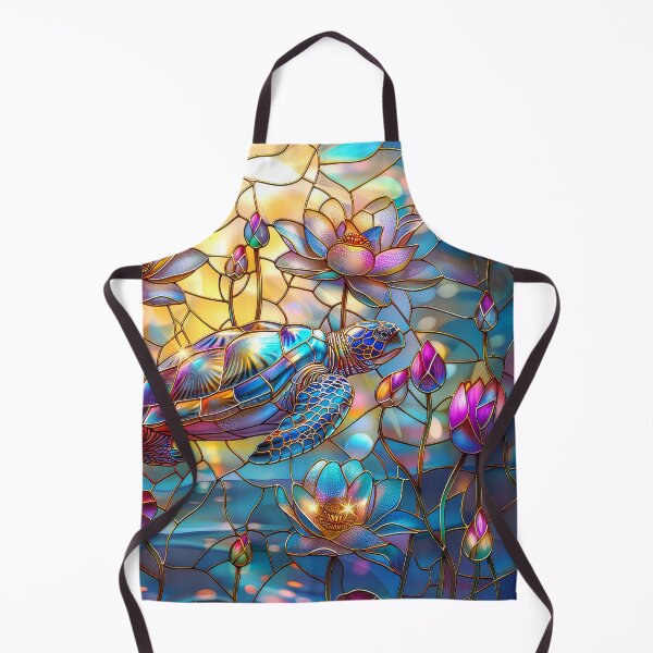 Item preview, Stained Glass Turtle with Lotus Blossoms designed and sold by MargaretWiktor.