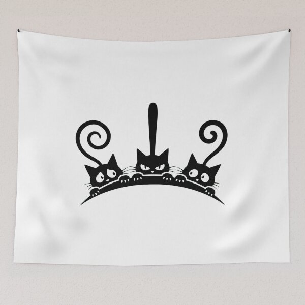Item preview, Grumpy Black Cat Trio Funny Cartoon Art designed and sold by SiarheiYur.