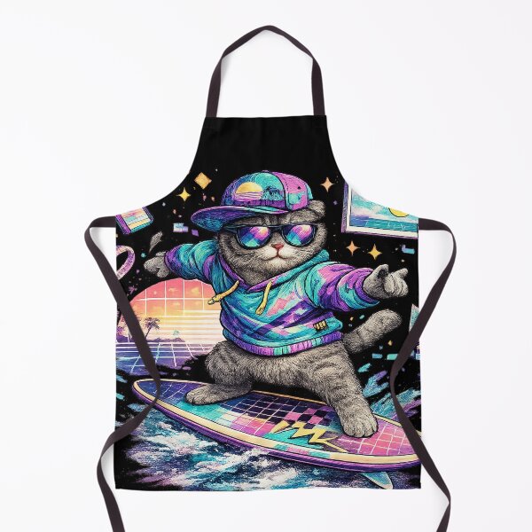 Item preview, Vaporwave Surf Cat Retro 90s Scottish Fold Graphic designed and sold by VHSmeow.