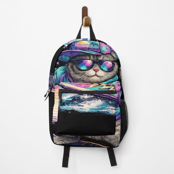 Item preview, Vaporwave Surf Cat Retro 90s Scottish Fold Graphic designed and sold by VHSmeow.