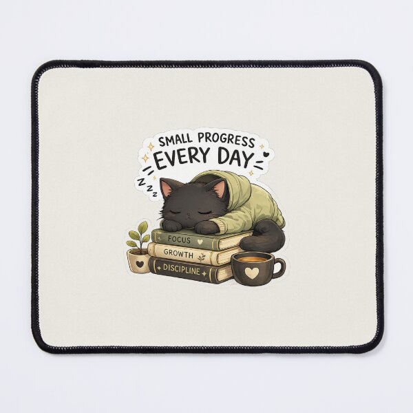 Item preview, Small Progress Every Day Sleeping Cat designed and sold by HapaHara.