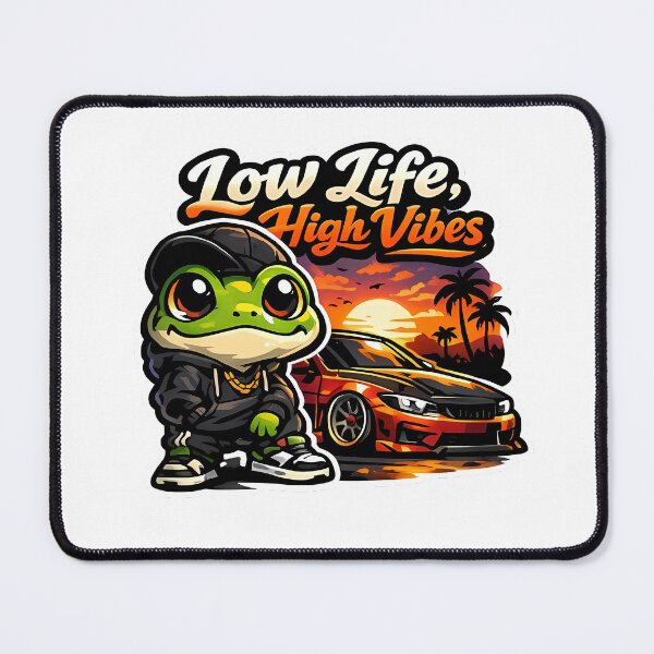 Item preview, Low Life High Vibes Frog – JDM Streetwear Cartoon Mascot Sticker designed and sold by Aesthicer.