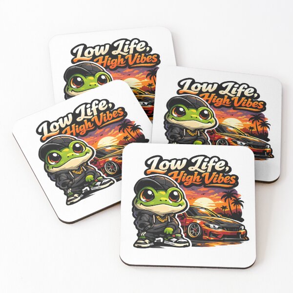 Item preview, Low Life High Vibes Frog – JDM Streetwear Cartoon Mascot Sticker designed and sold by Aesthicer.