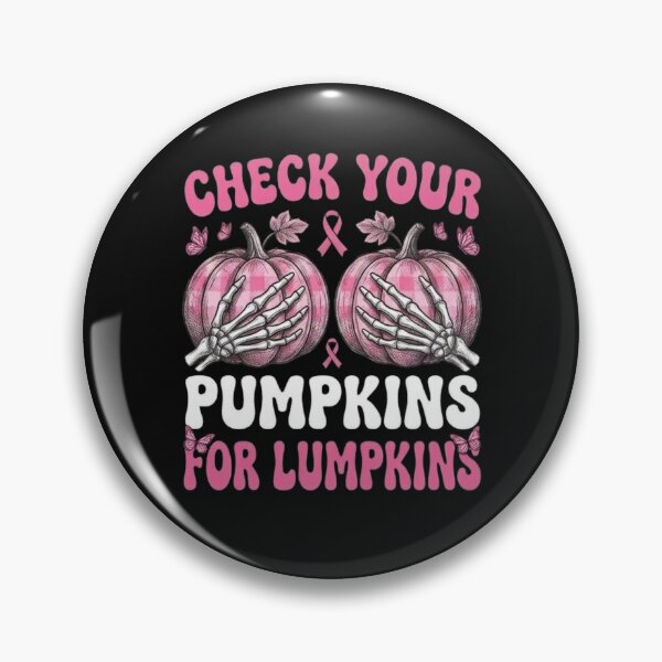 Item preview, Check Your Pumpkins for Lumpkins Breast Cancer Awareness Shirt | Pink Pumpkin Skeleton Hands | Breast Cancer Survivor Halloween Design designed and sold by MS Pod Studio.