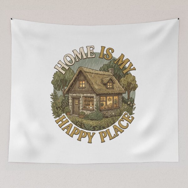Item preview, Home Is My Happy Place Shirt, Cozy Cottage Tee, Homebody Gift, Introvert Shirt, Slow Living Apparel, Cottagecore Shirt, Cozy Home Lover Gift designed and sold by softmind studio.