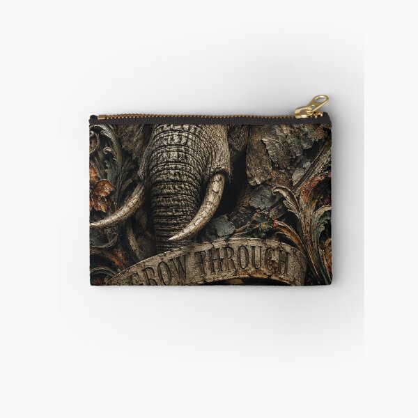 Item preview, Sovereign Operator Grow Through Pressure Elephant Stone Carving Office Wall Art designed and sold by SavannaStrikes.