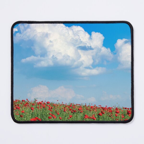 Item preview, Poppies flower meadow and blue sky with clouds, countryside landscape, spring season designed and sold by goceris.