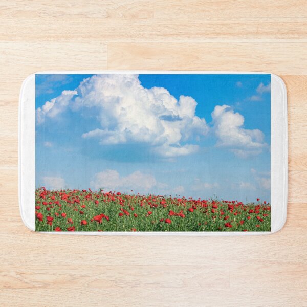 Item preview, Poppies flower meadow and blue sky with clouds, countryside landscape, spring season designed and sold by goceris.
