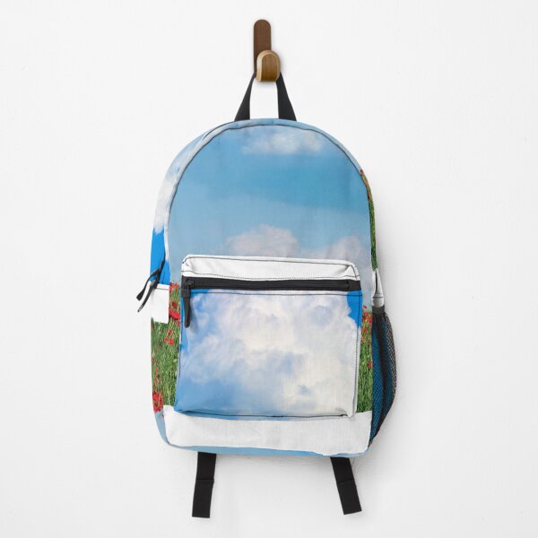 Item preview, Poppies flower meadow and blue sky with clouds, countryside landscape, spring season designed and sold by goceris.