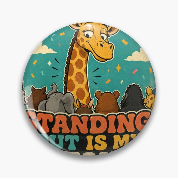 Item preview, Standing Out Is My Default Giraffe Funny Vintage Badge Sticker designed and sold by RedRubyBubble.