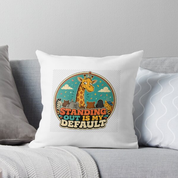 Item preview, Standing Out Is My Default Giraffe Funny Vintage Badge Sticker designed and sold by RedRubyBubble.