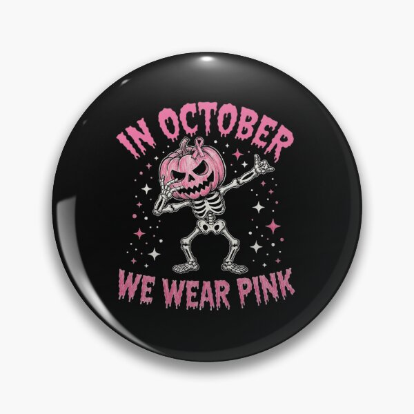 Item preview, In October We Wear Pink Skeleton Pumpkin Shirt | Breast Cancer Awareness Halloween | Pink Ribbon Survivor Gift designed and sold by MS Pod Studio.