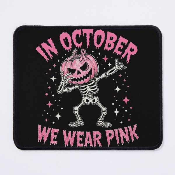 Item preview, In October We Wear Pink Skeleton Pumpkin Shirt | Breast Cancer Awareness Halloween | Pink Ribbon Survivor Gift designed and sold by MS Pod Studio.