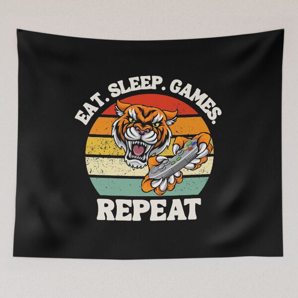 Item preview, Eat. Sleep. Games. Repeat Tiger Design designed and sold by OldSkullDesigns.