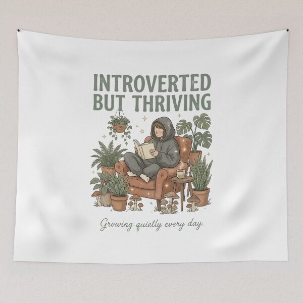 Item preview, Introverted But Thriving Shirt, Introvert Tee, Book Lover Gift, Plant Lover Shirt, Cozy Reading Tee, Quiet Life Apparel designed and sold by softmind studio.