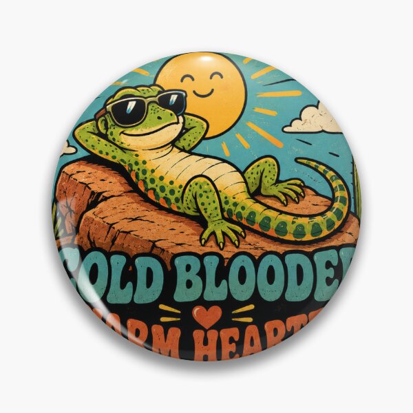 Item preview, Cold Blooded Warm Hearted Lizard Funny Vintage Badge Sticker designed and sold by RedRubyBubble.