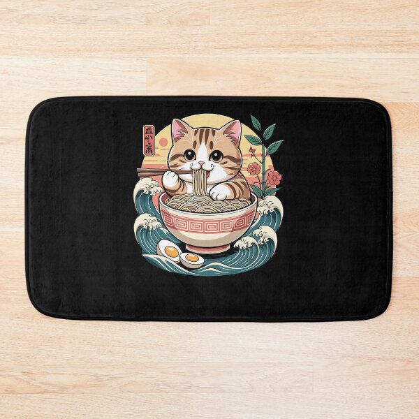 Item preview, Ramen Neko Kawaii Cat Japanese Kanji Noodles designed and sold by ShirTomDesigns.