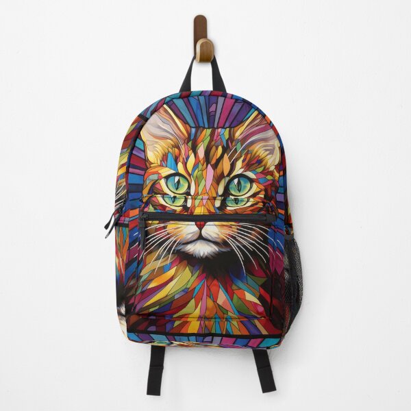 Item preview, Cat Portrait Colorful Psychedelic Stained Glass Art designed and sold by pinkal.