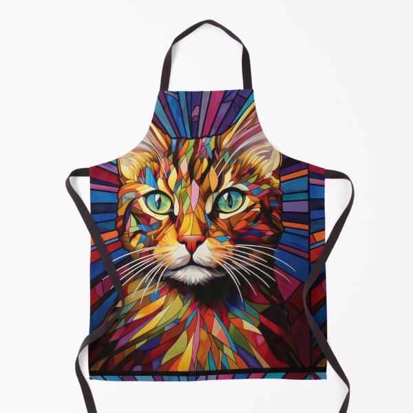 Item preview, Cat Portrait Colorful Psychedelic Stained Glass Art designed and sold by pinkal.