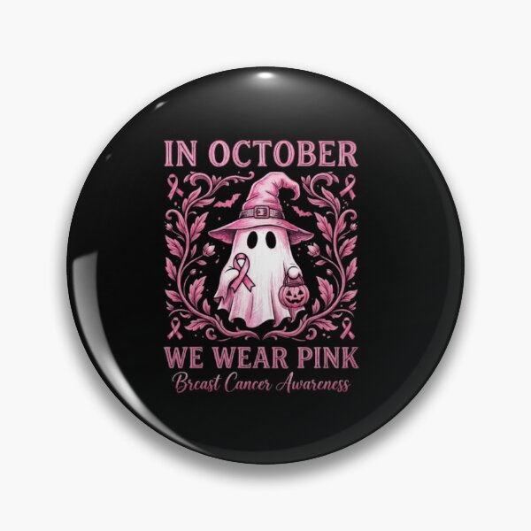 Item preview, In October We Wear Pink Ghost Shirt | Breast Cancer Awareness Halloween | Pink Ribbon Spooky Ghost | Survivor Support Gift designed and sold by MS Pod Studio.