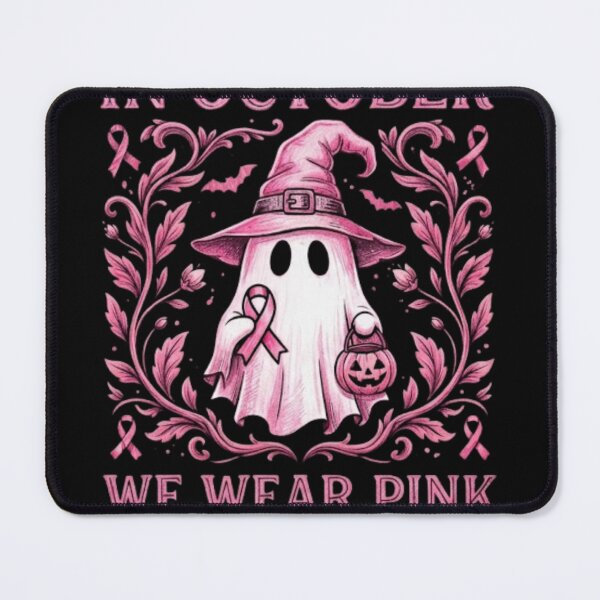 Item preview, In October We Wear Pink Ghost Shirt | Breast Cancer Awareness Halloween | Pink Ribbon Spooky Ghost | Survivor Support Gift designed and sold by MS Pod Studio.