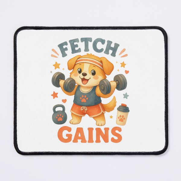 Item preview, Fetch Gains – Cute Kawaii Gym Dog Workout Motivation Design designed and sold by p-frosty-design.