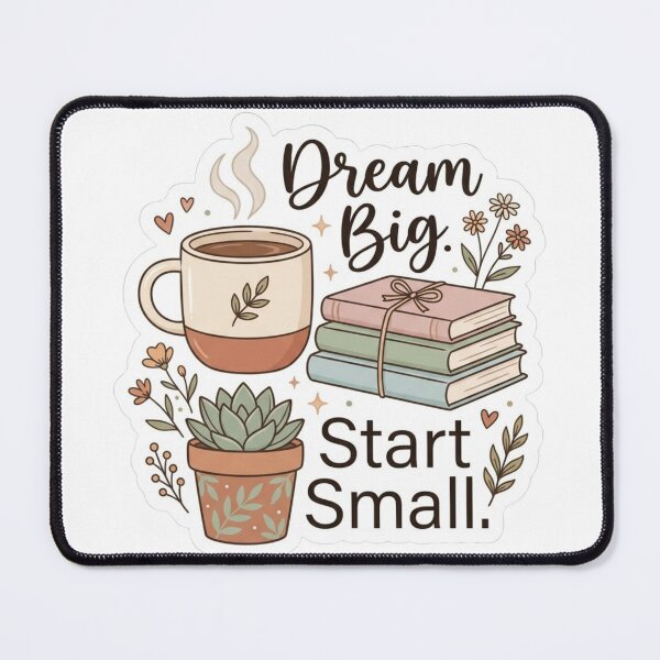 Item preview, Dream Big Start Small Coffee Sticker | Cozy Book Lover Aesthetic designed and sold by MUSA'S.