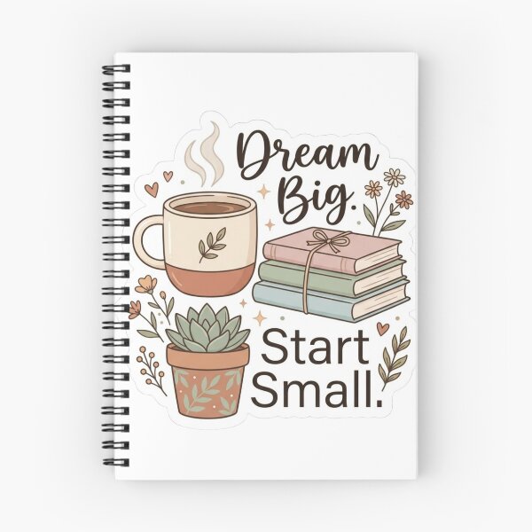 Item preview, Dream Big Start Small Coffee Sticker | Cozy Book Lover Aesthetic designed and sold by MUSA'S.