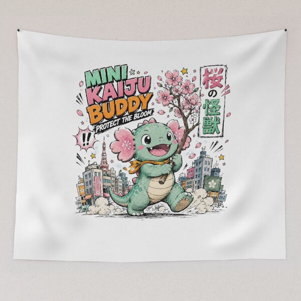 Item preview, Mini Kaiju Buddy – Cute Sakura Monster Streetwear Design designed and sold by BadMary.
