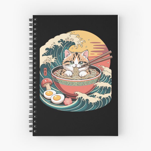 Item preview, Cute Cat In Ramen Bowl Anime Noodle Waves designed and sold by ShirTomDesigns.