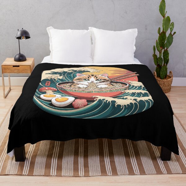 Item preview, Cute Cat In Ramen Bowl Anime Noodle Waves designed and sold by ShirTomDesigns.