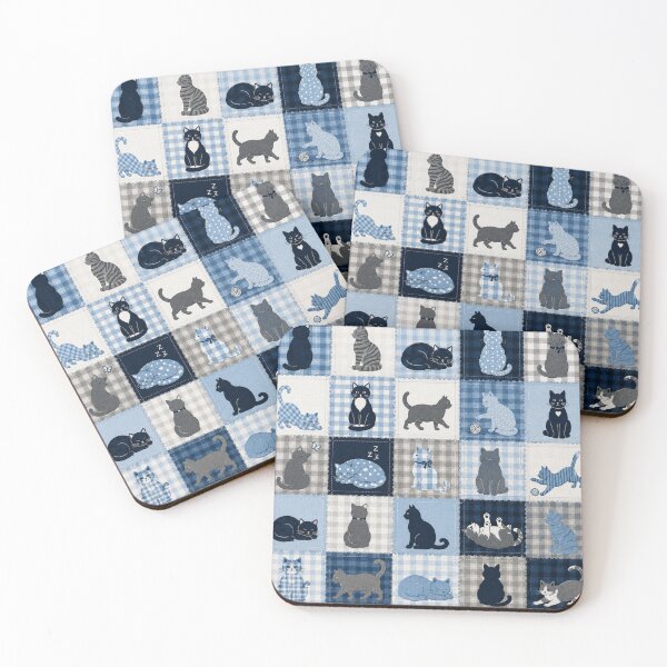 Item preview, Blue Patchwork Cat Pattern Cozy Cottagecore Design designed and sold by Mindworx21.