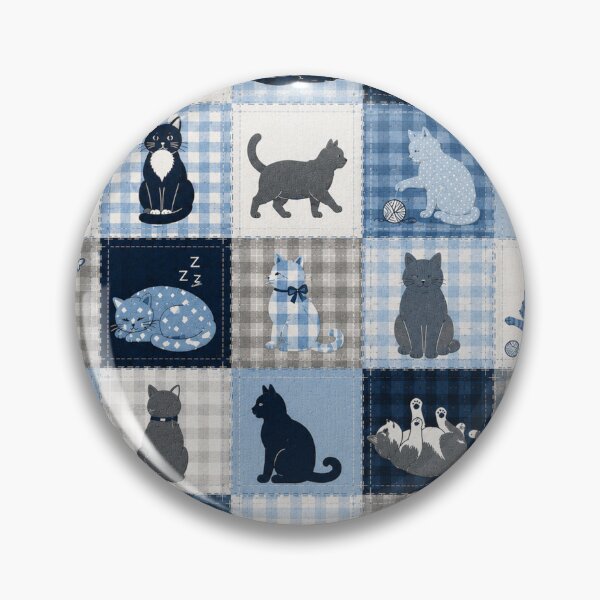 Item preview, Blue Patchwork Cat Pattern Cozy Cottagecore Design designed and sold by Mindworx21.
