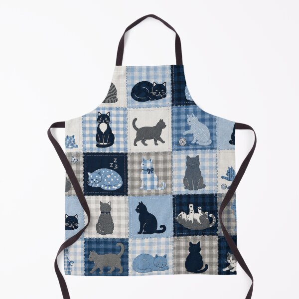Item preview, Blue Patchwork Cat Pattern Cozy Cottagecore Design designed and sold by Mindworx21.