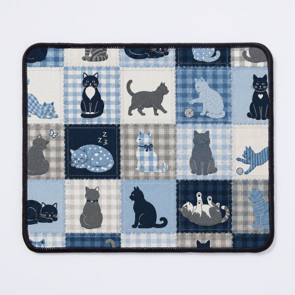 Item preview, Blue Patchwork Cat Pattern Cozy Cottagecore Design designed and sold by Mindworx21.