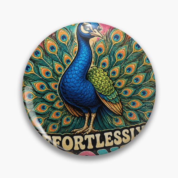 Item preview, Effortlessly Iconic Peacock Funny Vintage Badge Sticker designed and sold by RedRubyBubble.