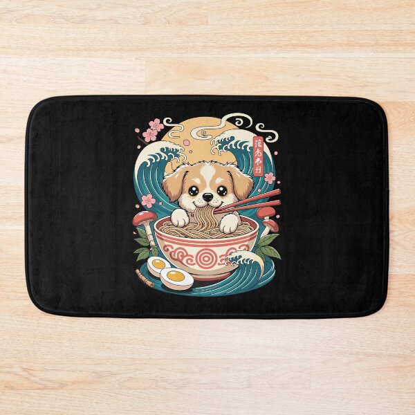 Item preview, Cute Puppy Ramen Bowl Japanese Waves designed and sold by ShirTomDesigns.