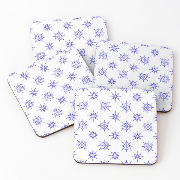 Item preview, Blue Symmetrical Floral and Star Seamless Pattern on White Background for Textile Design designed and sold by Ei-Ei.