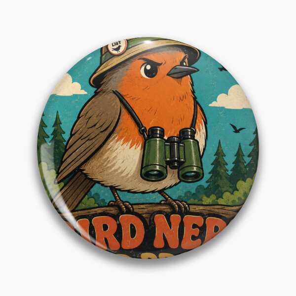 Item preview, Bird Nerd And Proud Robin Funny Vintage Badge Sticker designed and sold by RedRubyBubble.