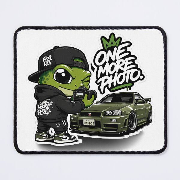 Item preview, One More Photo Frog – Car Enthusiast Streetwear Cartoon Mascot Sticker designed and sold by Aesthicer.