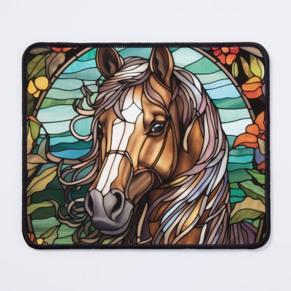 Item preview, Horse Portrait Floral Stained Glass Art designed and sold by pinkal.