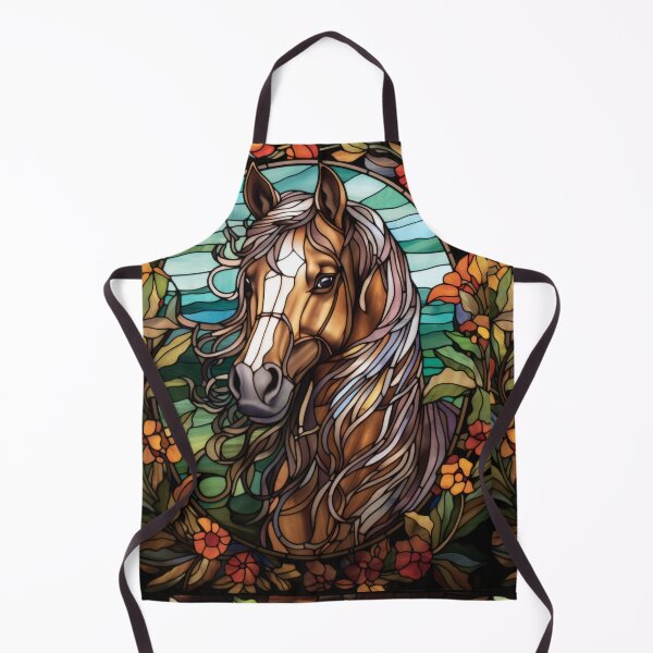 Item preview, Horse Portrait Floral Stained Glass Art designed and sold by pinkal.