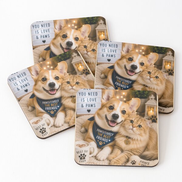 Item preview, Cute Corgi Cat Friendship Portrait designed and sold by BagFactoryUK.