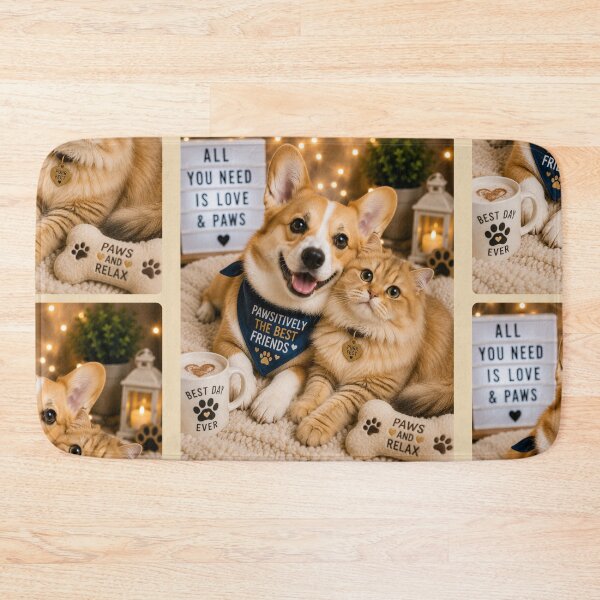 Item preview, Cute Corgi Cat Friendship Portrait designed and sold by BagFactoryUK.