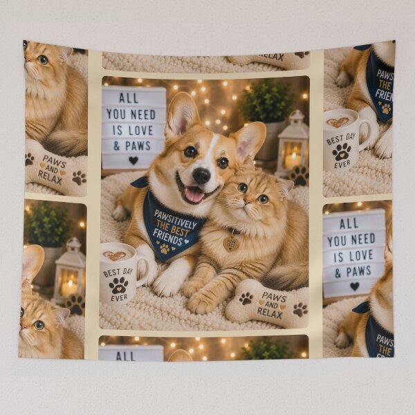 Item preview, Cute Corgi Cat Friendship Portrait designed and sold by BagFactoryUK.