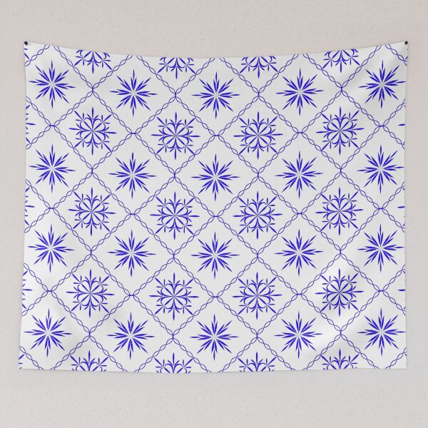 Item preview, Blue Floral Lattice Seamless Geometric Pattern with Decorative Diamond Grid designed and sold by Ei-Ei.