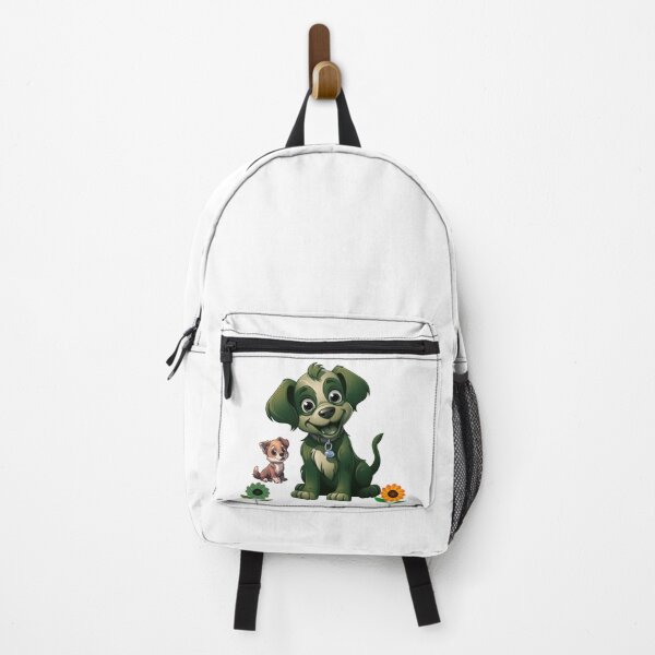 Item preview, Cute Green Dog and Puppy with Sunflowers Cartoon designed and sold by EHdesignShop.